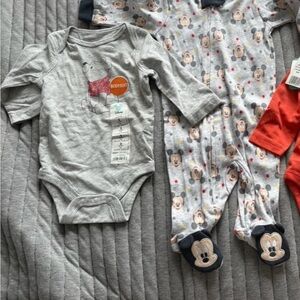 Disney Mickey Mouse Baby Outfit Set - Gray, Red, and Blue